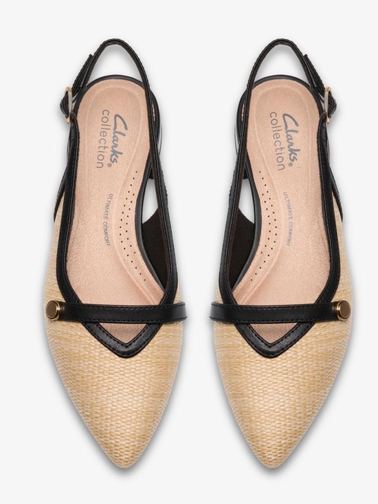 Clarks Shoes - Clarks Collection Women's Black & Natural Pointed Slingback Flats